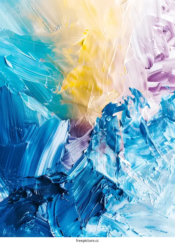 Abstract Painting With Blue, Yellow and Purple Colors