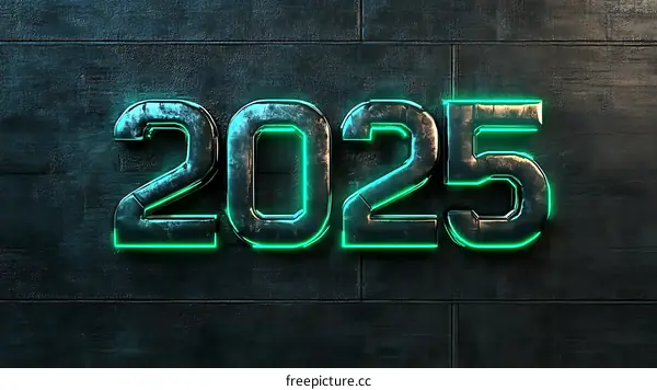 2025 Futuristic Neon Year Display