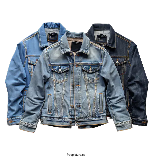 [Transparent Background PNG]Denim jackets on black background