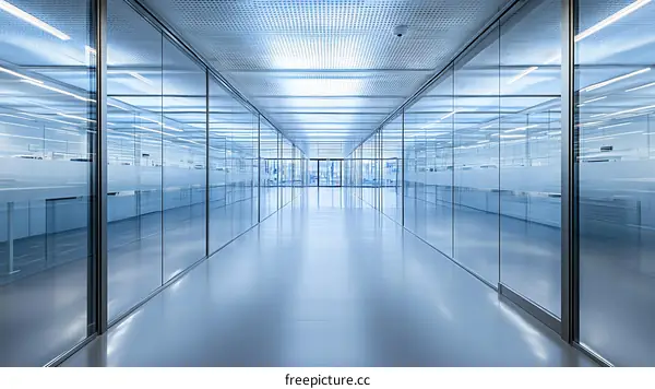 Modern Glass Office Corridor Interior