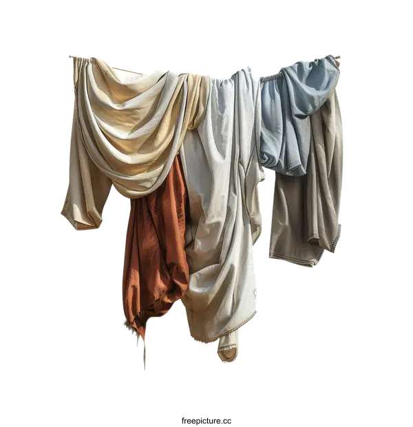 [Transparent Background PNG]Fabric Hanging on a Line Against White Background