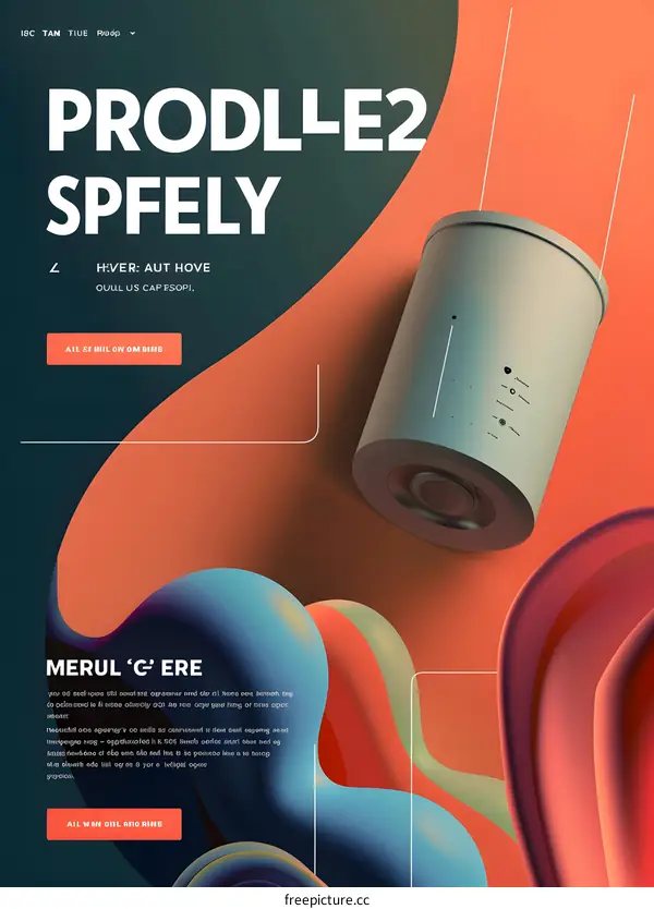 Abstract 3D Design with Geometric Shapes and Text