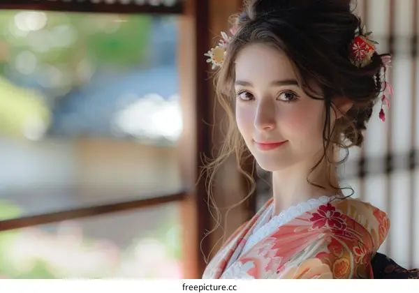 Traditional Japanese Woman in Kimono