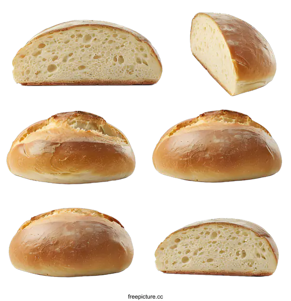 [Transparent Background PNG]Freshly Baked Bread Loaf Slices