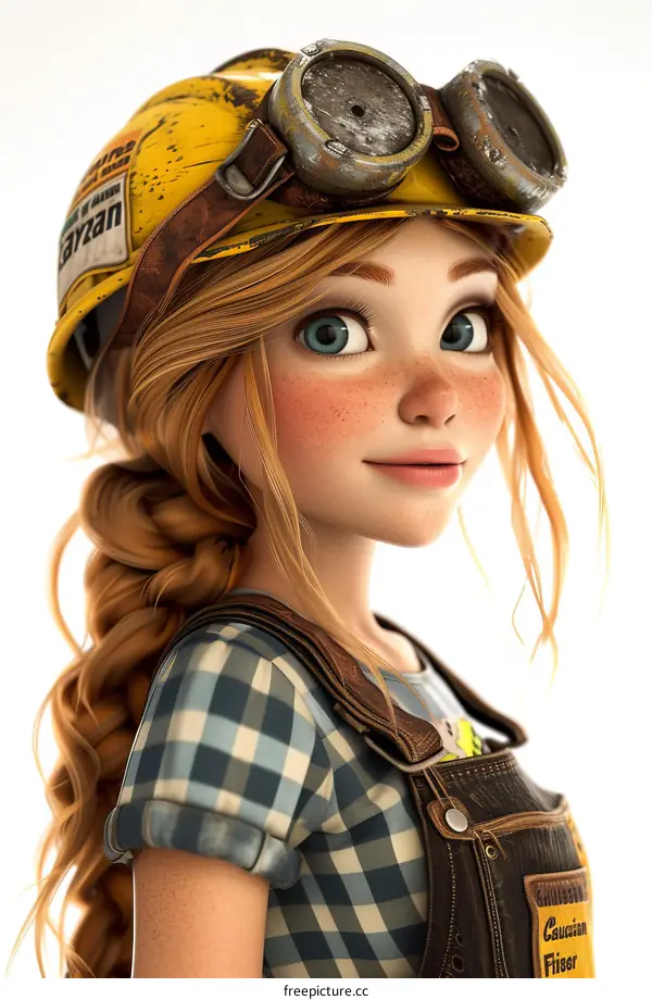 Portrait of a female construction worker wearing a hard hat and goggles