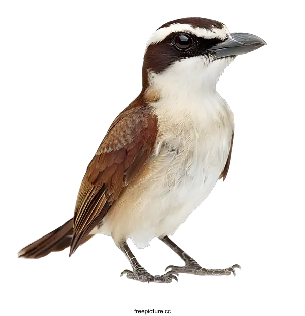 [Transparent Background PNG]Brown and White Bird With Black Eyes Isolated On White Background
