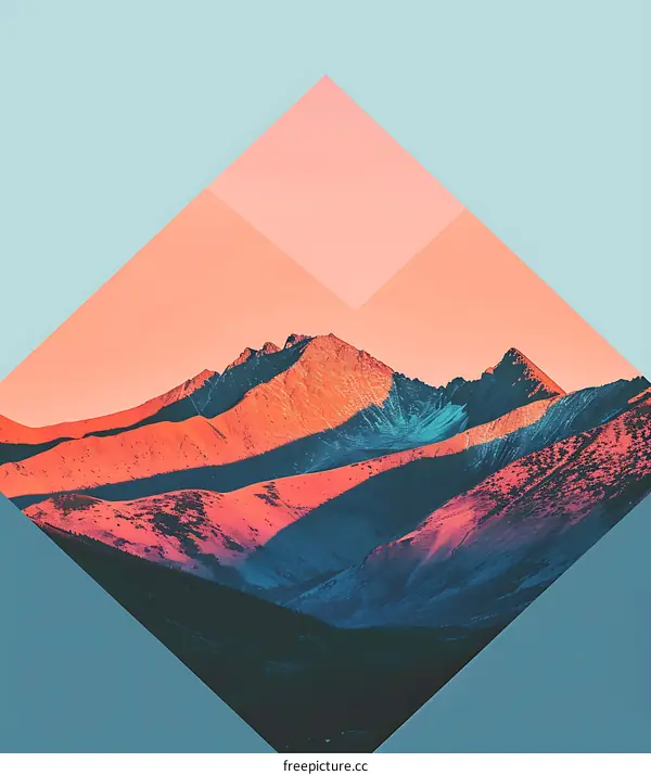 Pink and Blue Mountains in a Diamond Shape