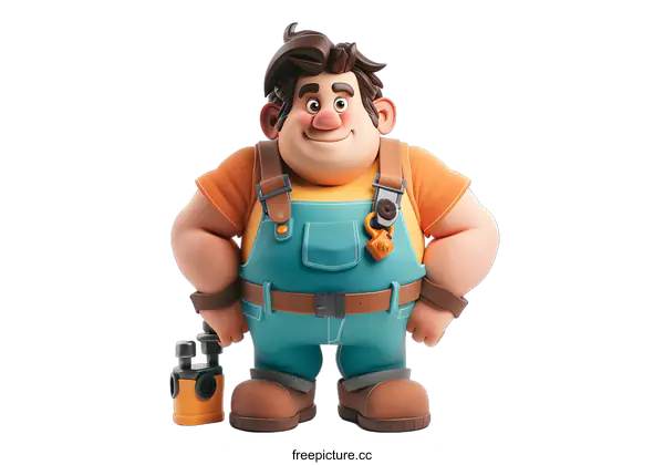 [Transparent Background PNG]cute cartoon plumber with tools