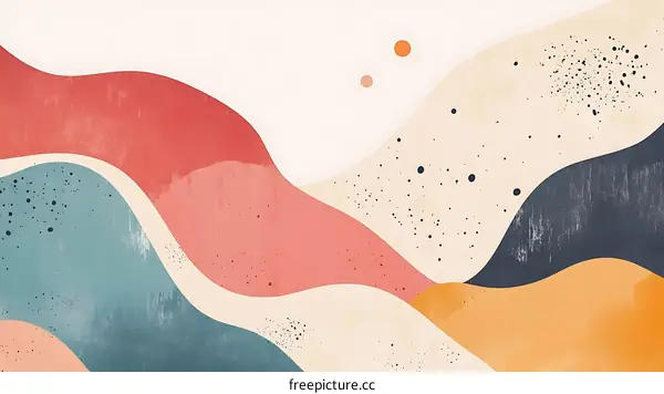 Abstract  Wavy Lines Background  With  Beige Cream Red Blue  Color