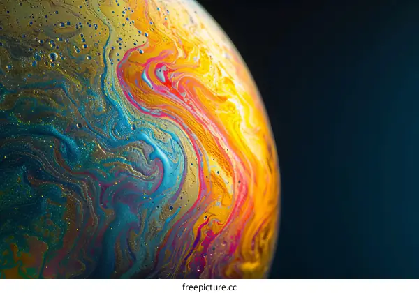 Amazing colors and patterns of a soap bubble