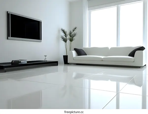 Modern Living Room Interior Design with White Sofa