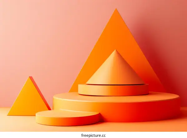 Abstract Geometric Shapes on Pink Background