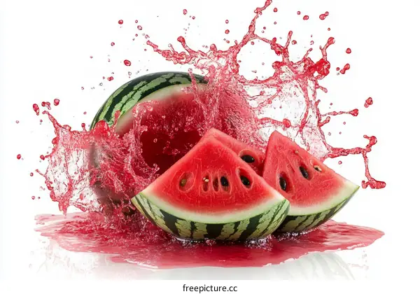 Watermelon Slices with Juice Splash