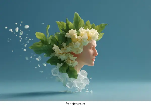 Floral Portrait of a Woman in a Pastel Color Scheme