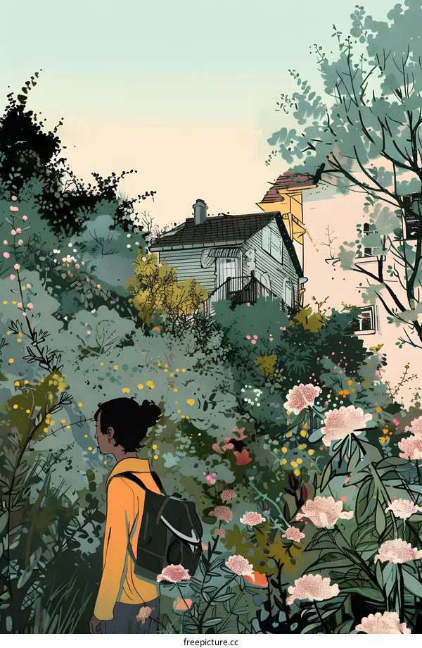 Woman in Yellow Jacket Walking Through Green Foliage