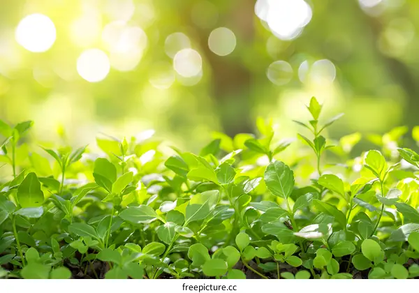 Green Leaf Plants In Sunlight with Bokeh Background