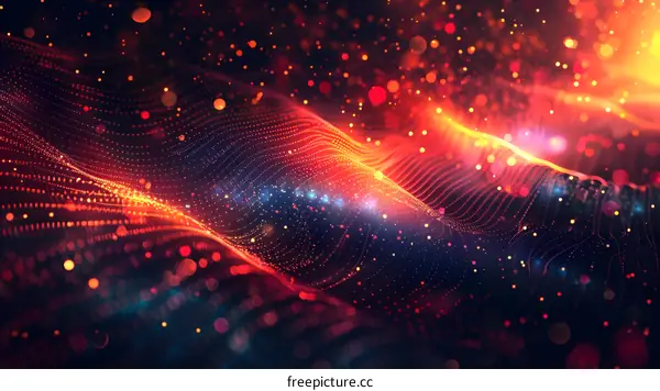 Red and Blue Wavy Particle Background