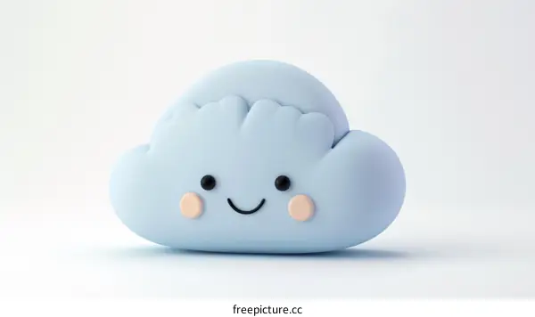 A cute 3D cloud with a smiley face