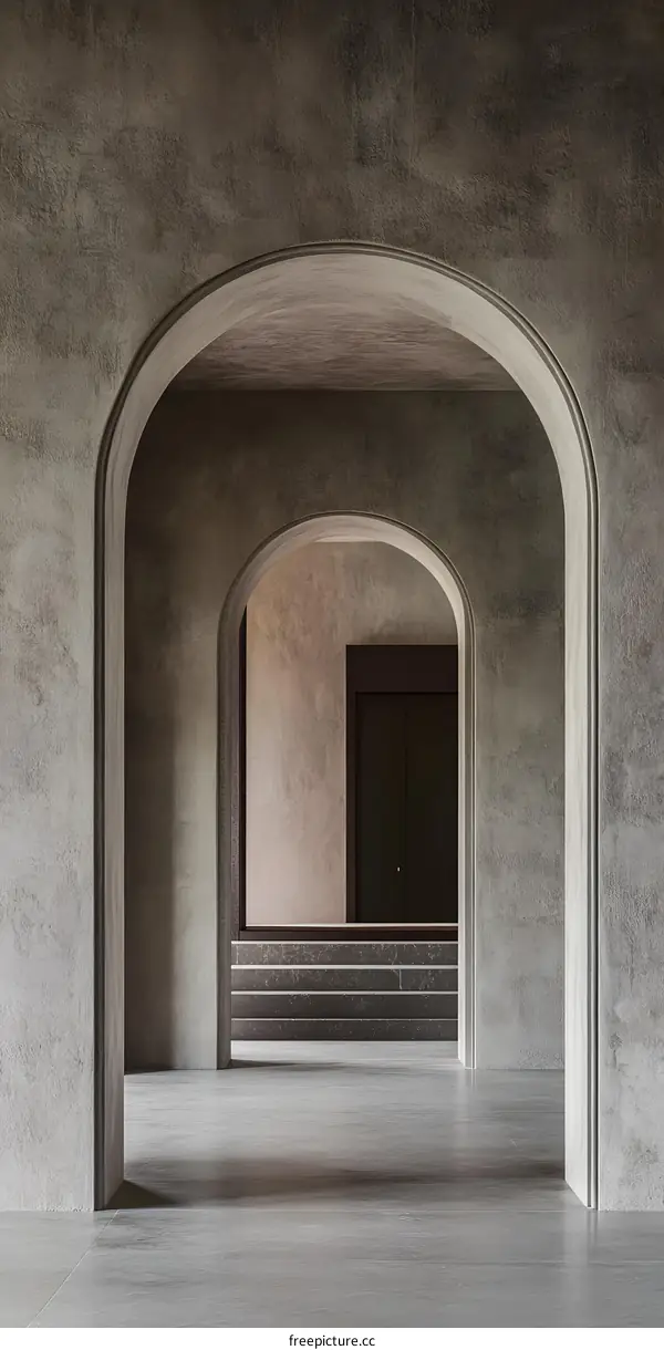 Interior Design with Arched Doorways and Concrete Walls