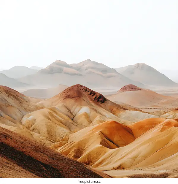 Layered Mountain Ranges in Desert Landscape