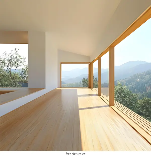 Modern Minimalist Home With Large Windows Offering Mountain View