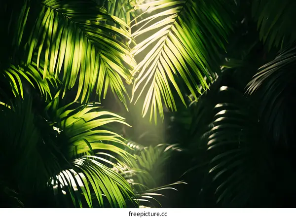Tropical Jungle Leaves Sunlight Green Nature Background