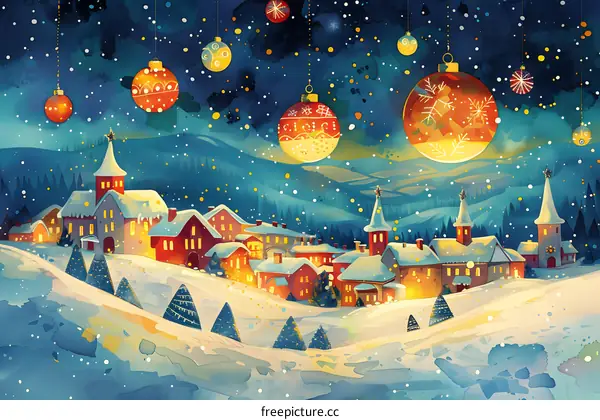 Snowy Town on Christmas