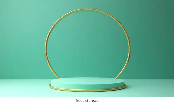 Mint Green Geometric Display Podium with Gold Circle