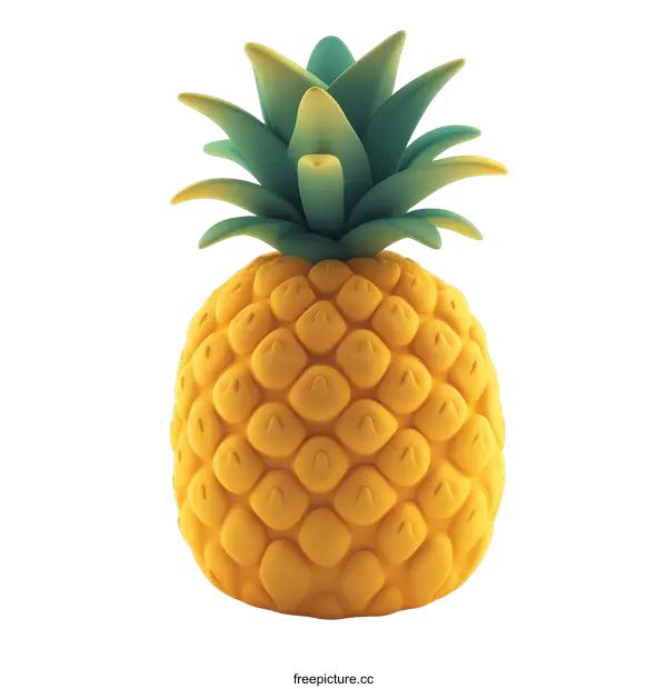 [Transparent Background PNG]3D Rendered Yellow Pineapple