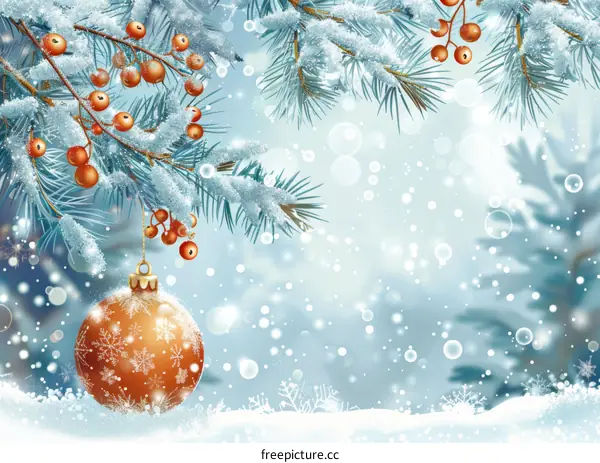 Christmas Holly and Ornament