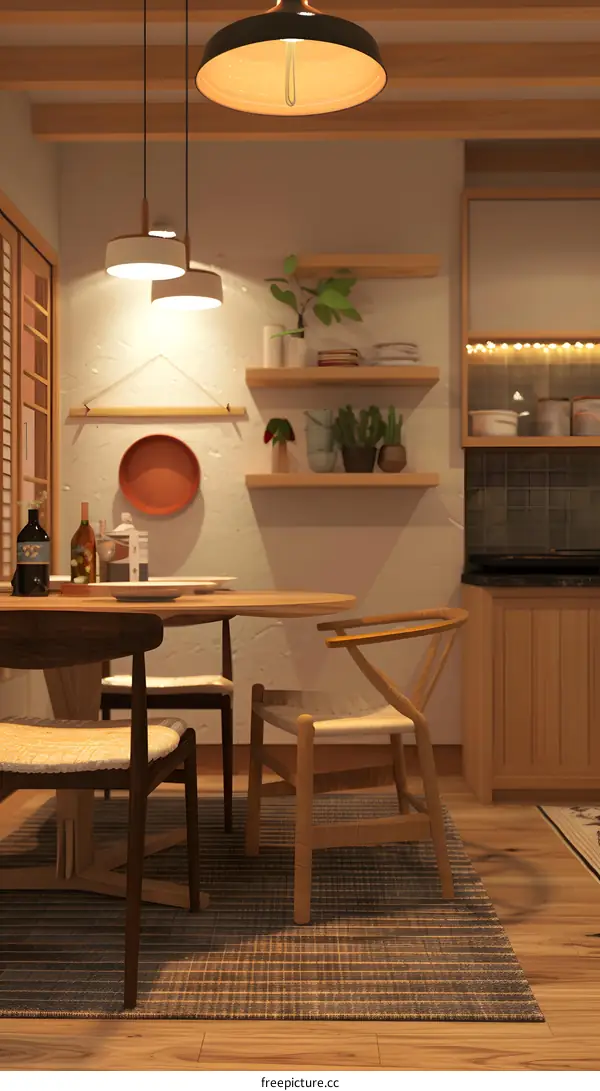 Modern Minimalist Wooden Dining Room Interior Design