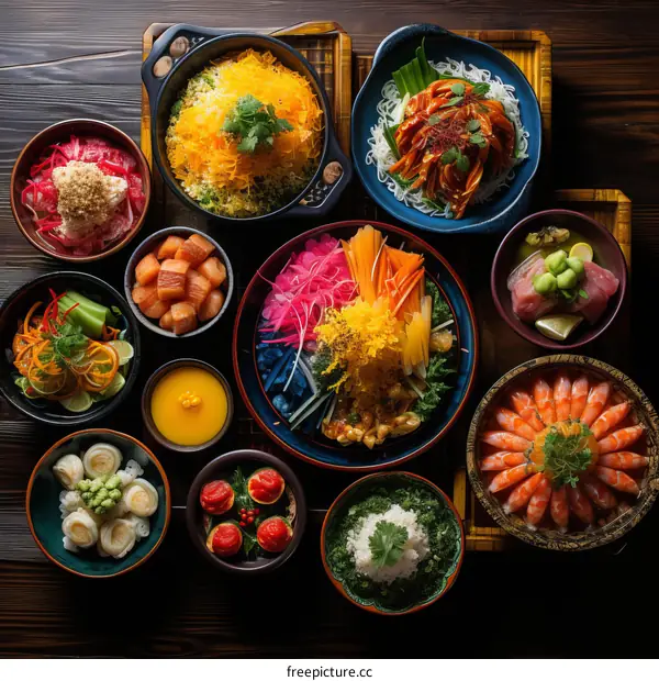 A table full of delicious Chinese New Year dishes