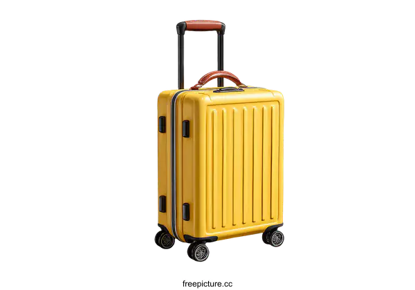 [Transparent Background PNG]Yellow Suitcase with Modern Design