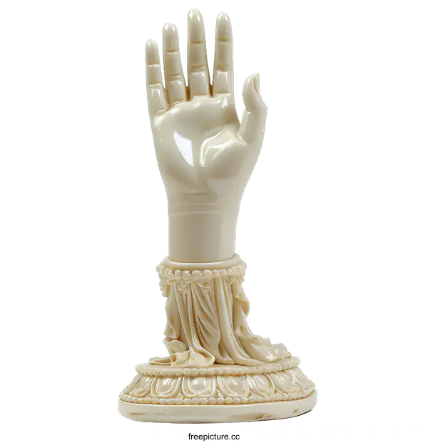 [Transparent Background PNG]A hand sculpture with intricate details and a lotus pedestal