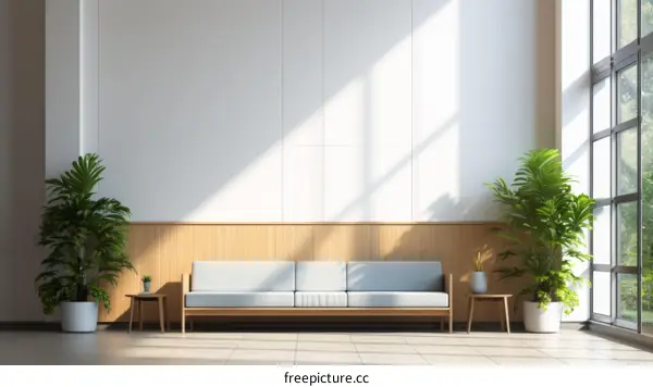 Bright and Airy Lobby Interior With Plants