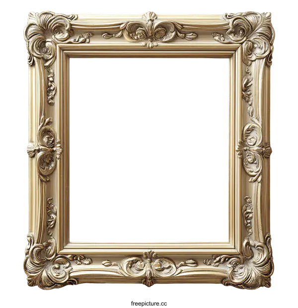 [Transparent Background PNG]Antique Gold Picture Frame Detail
