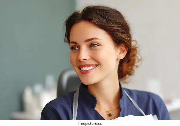 Smiling Woman in a Medical Setting