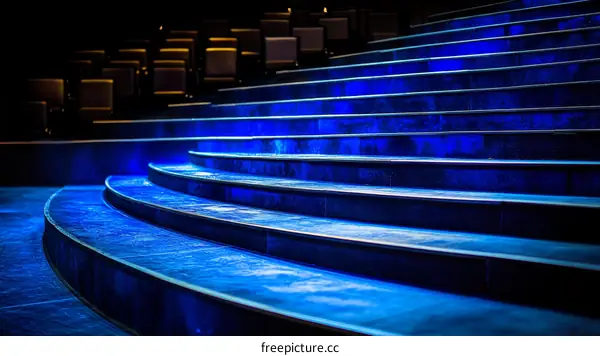 Theater Stage Stairway with Blue Light