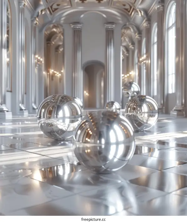 Elegant Silver Balls in a Grand Hall