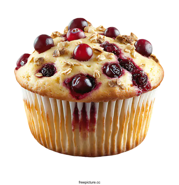 [Transparent Background PNG]Delicious Cranberry Oatmeal Muffin Close Up