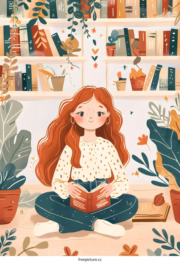 Young Woman Reading a Book in a Cozy Home