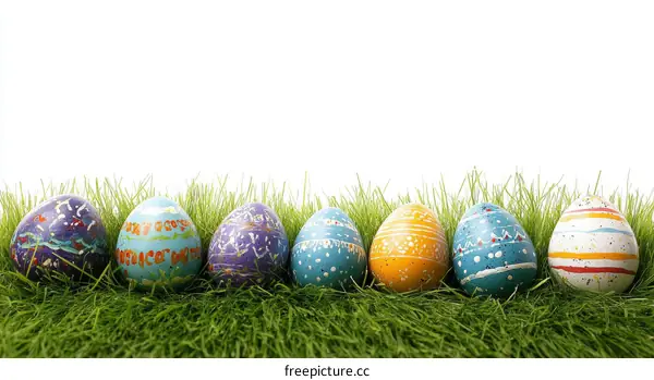 Easter Eggs in Grass Colorful Decor