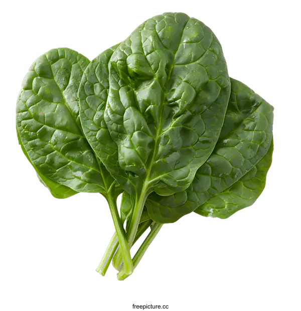 [Transparent Background PNG]Fresh Green Spinach Leaves Isolated on White Background