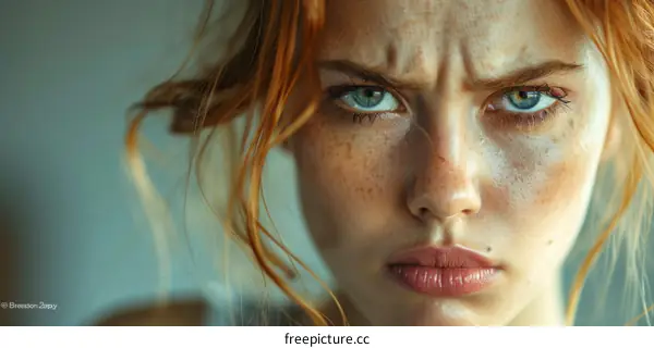 Closeup Portrait of a Redhead Woman