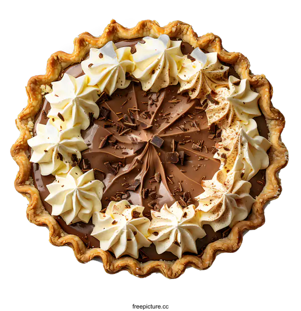 [Transparent Background PNG]Chocolate cream pie on white background