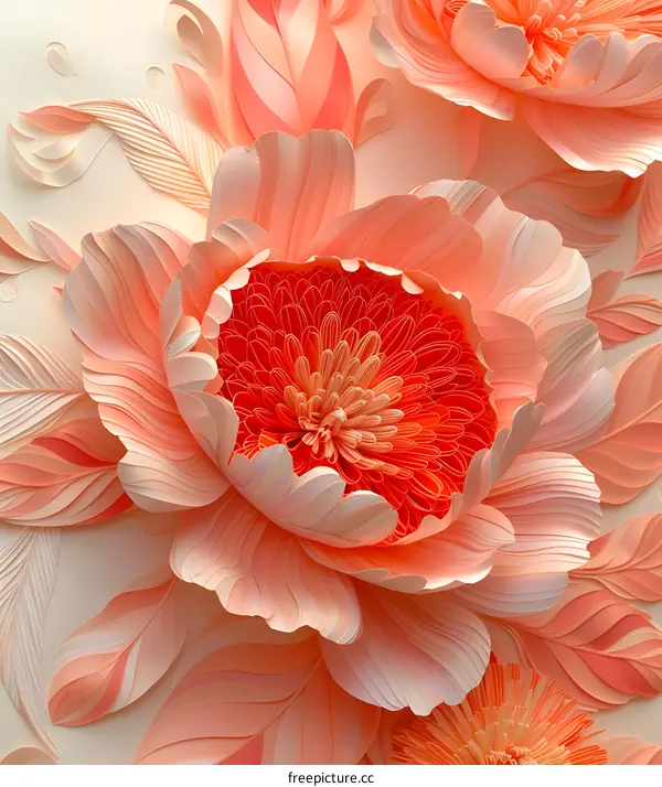 Paper Flowers Art 3D Abstract Artwork