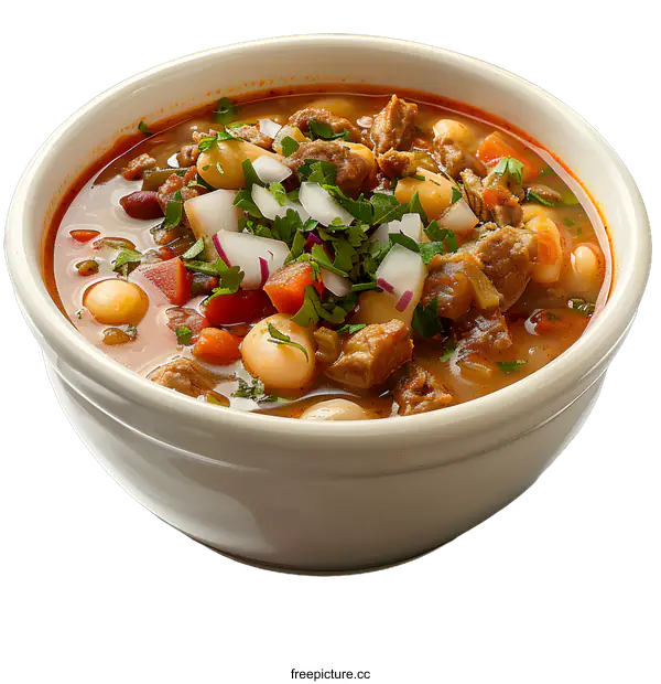 [Transparent Background PNG]Bowl of hearty beef and bean soup