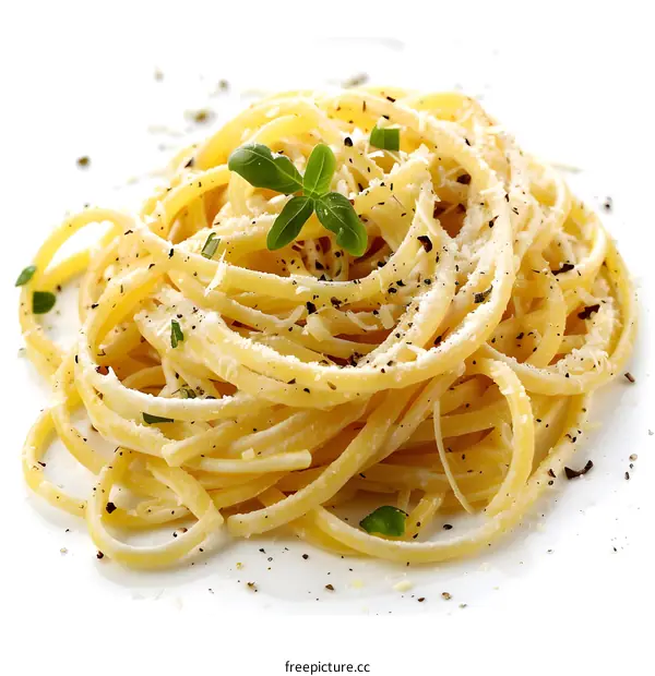 Spaghetti with cheese and basil