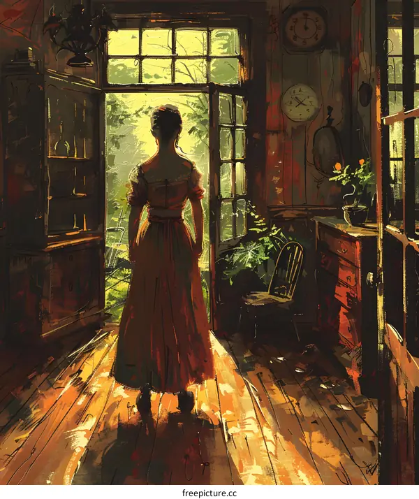 woman standing in front of the door looking at the garden
