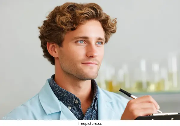 Concentrated Scientist Writing Notes in a Laboratory